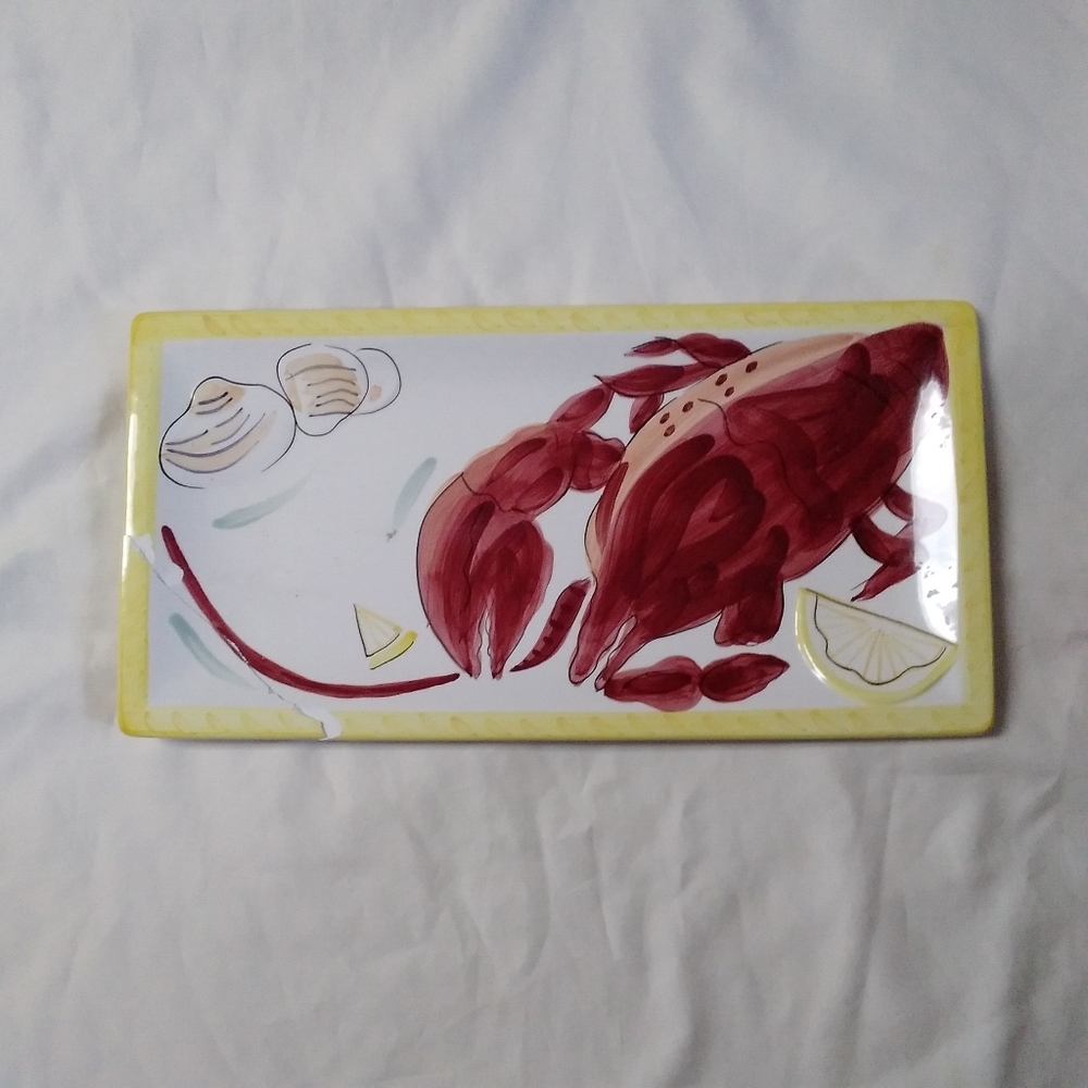 Lobster Art Platter - Red and Yellow